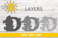 3D Alphabet Layered Mandala D -  3 layers cut file SVG