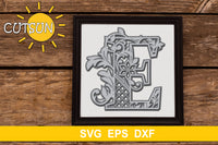 3D Alphabet Layered Mandala E -  3 layers cut file SVG
