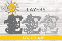 3D Alphabet Layered Mandala E -  3 layers cut file SVG