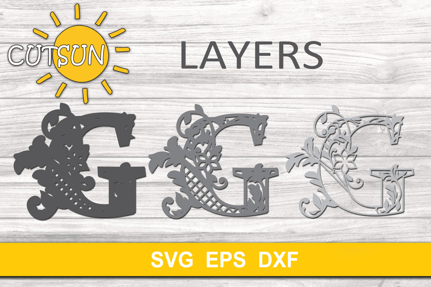 3D Alphabet Layered Mandala G -  3 layers cut file SVG