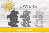 3D Alphabet Layered Mandala I -  3 layers cut file SVG