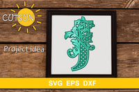 3D Alphabet Layered Mandala J -  3 layers cut file SVG