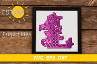 3D Alphabet Layered Mandala L -  3 layers cut file SVG