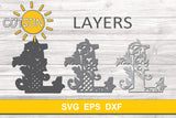 3D Alphabet Layered Mandala L -  3 layers cut file SVG