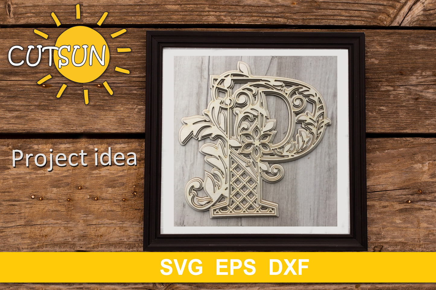 3D Alphabet Layered Mandala P -  3 layers cut file SVG
