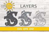 3D Alphabet Layered Mandala S -  3 layers cut file SVG