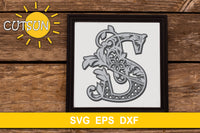 3D Alphabet Layered Mandala S -  3 layers cut file SVG