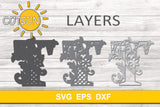 3D Alphabet Layered Mandala T -  3 layers cut file SVG