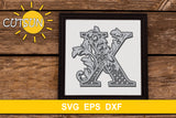 3D Alphabet Layered Mandala X -  3 layers cut file SVG