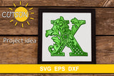 3D Alphabet Layered Mandala X -  3 layers cut file SVG