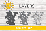 3D Alphabet Layered Mandala Y -  3 layers cut file SVG