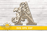 3D Alphabet Layered Mandala SVG Bundle 26 letters