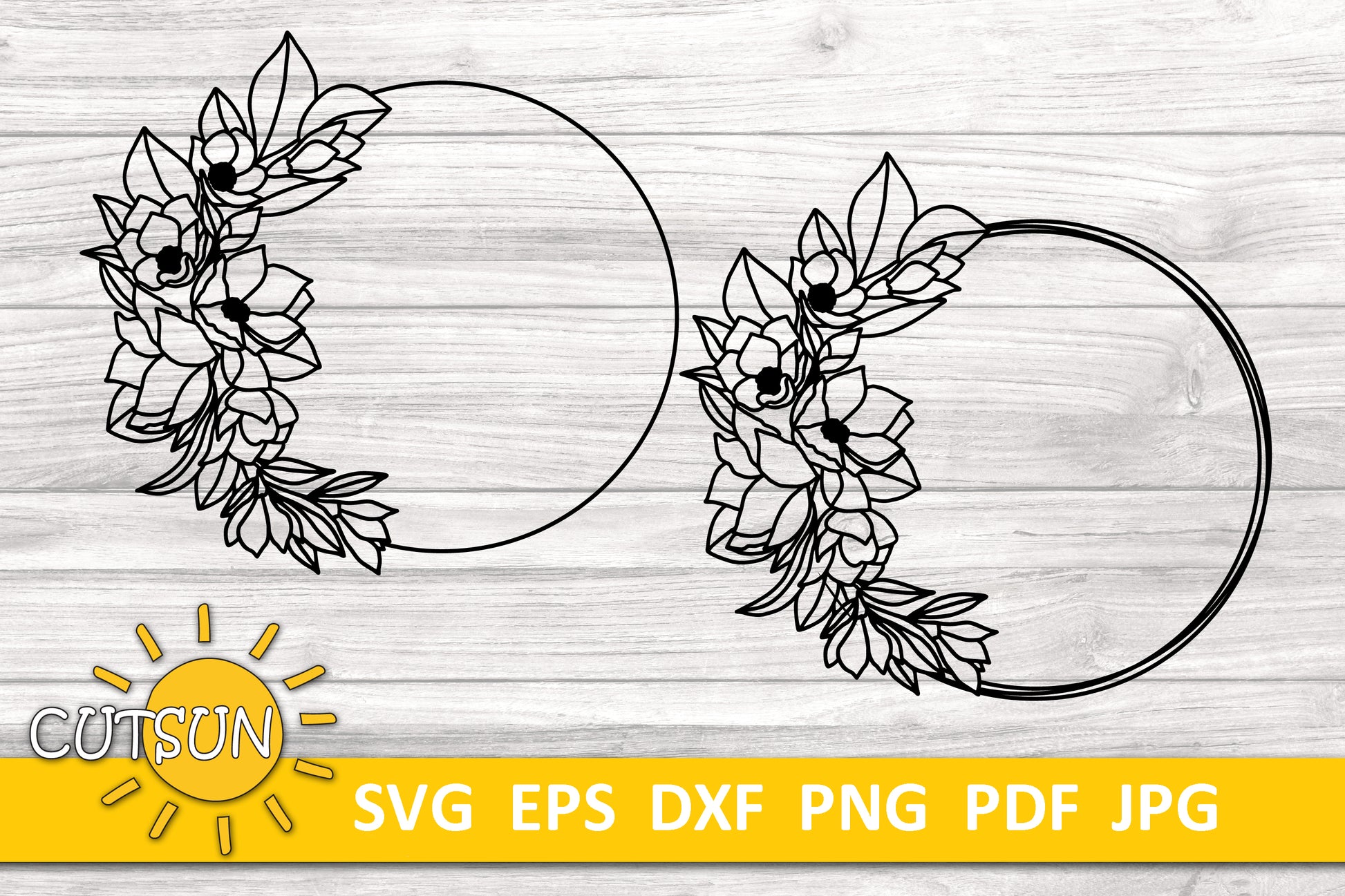 Floral Frame Magnolia Round SVG