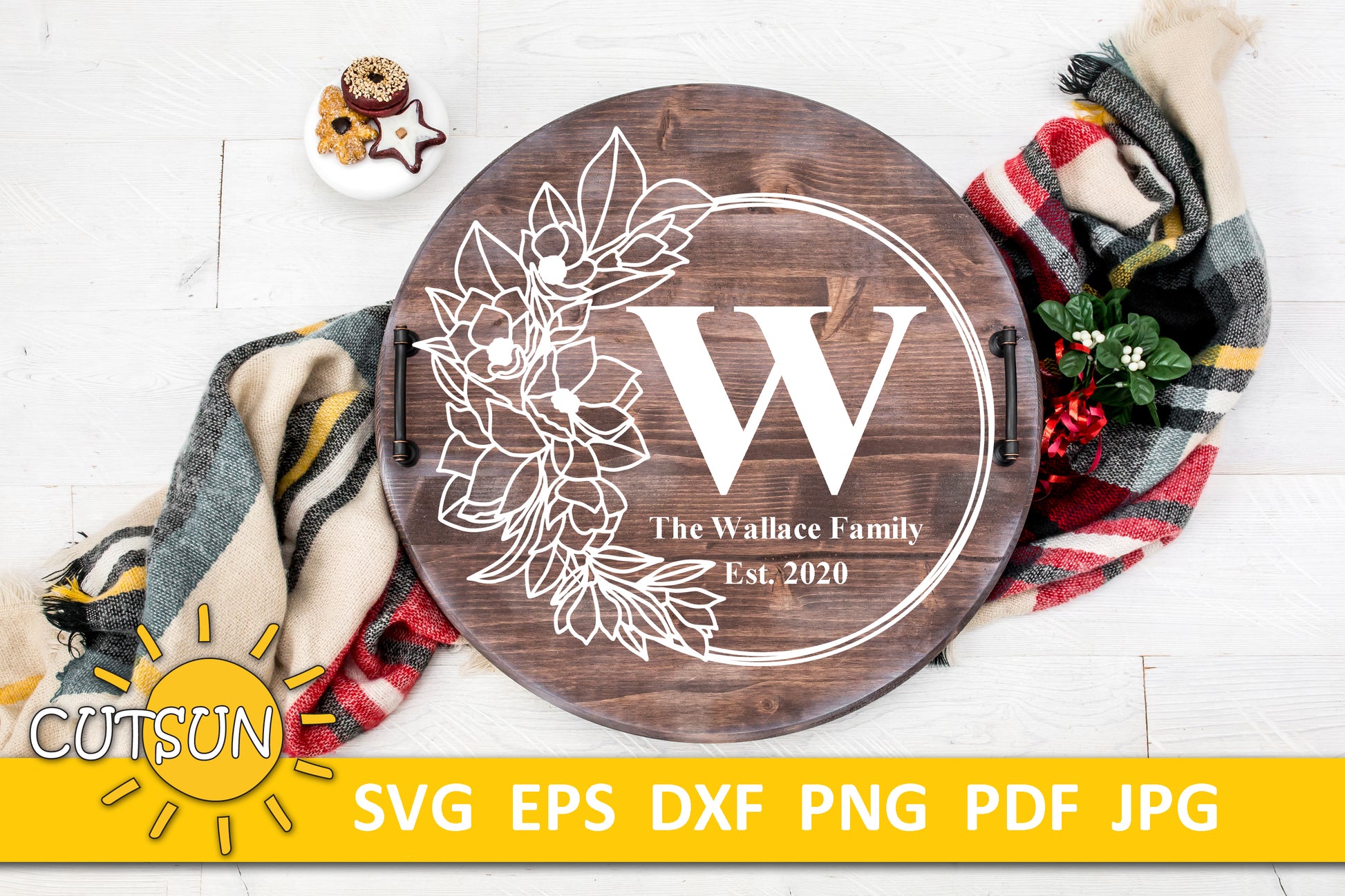 Floral Frame Magnolia Round SVG