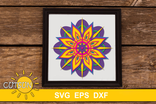 3D layered Mandala SVG 8 layers