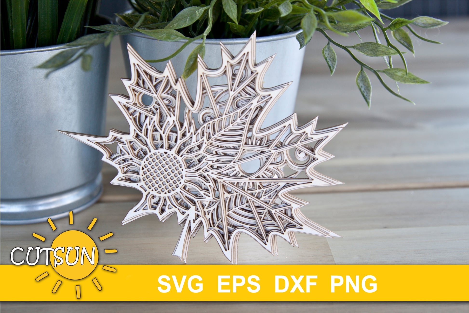 3D Layered Maple Leaf SVG