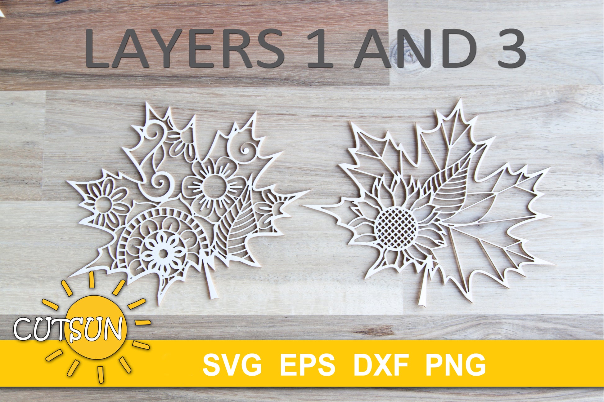 3D Layered Maple Leaf SVG