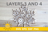 3D Layered Maple Leaf SVG