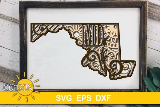 3D Layered Maryland Mandala SVG