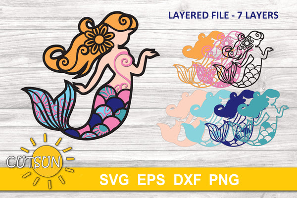 3D Layered Mermaid SVG