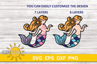 3D Layered Mermaid SVG