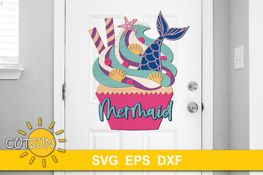 Mermaid cupcake nursery sign SVG