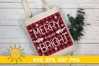 Merry and Bright Buffalo Plaid background SVG