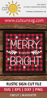 Merry and Bright Rustic sign SVG