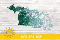 3D Layered Michigan Mandala SVG
