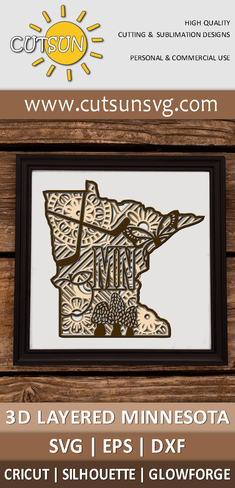 3D Layered Minnesota Mandala SVG