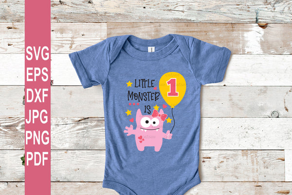 Little Monster is One SVG | Baby monster Girl SVG