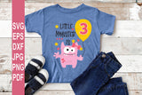 Little Monster is Three SVG | Baby monster Girl SVG