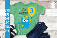 Little Monster is Three SVG | Baby monster SVG