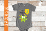 Little Monster is Three SVG | Baby monster SVG - gender neutral design