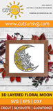 3D Layered Floral Moon SVG