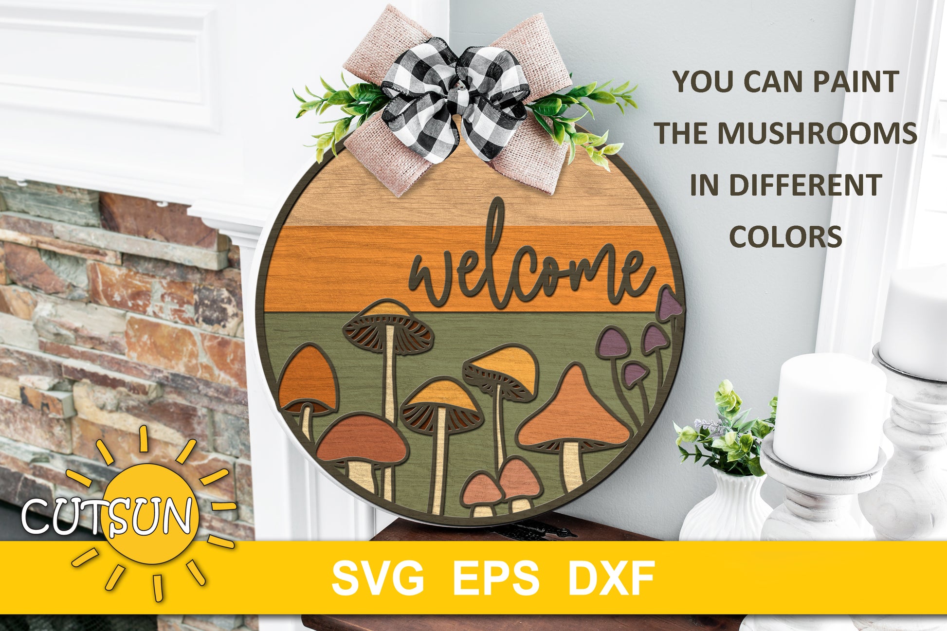 Mushrooms Welcome Sign SVG