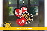 Valentines Day Door Hanger SVG | Valentine's day Hearts svg | Patterned hearts door hanger svg