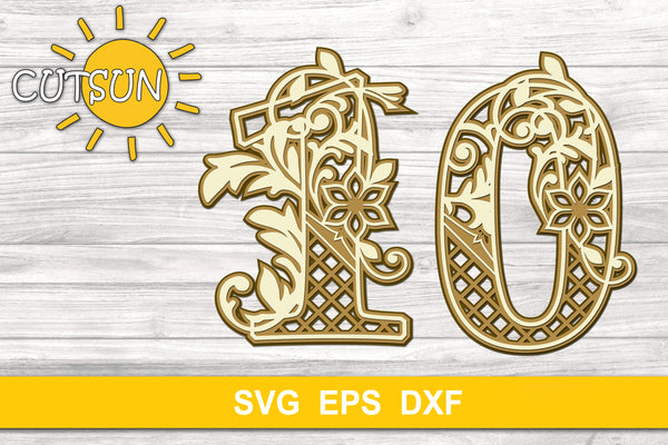3D Layered Numbers SVG Bundle 0-9