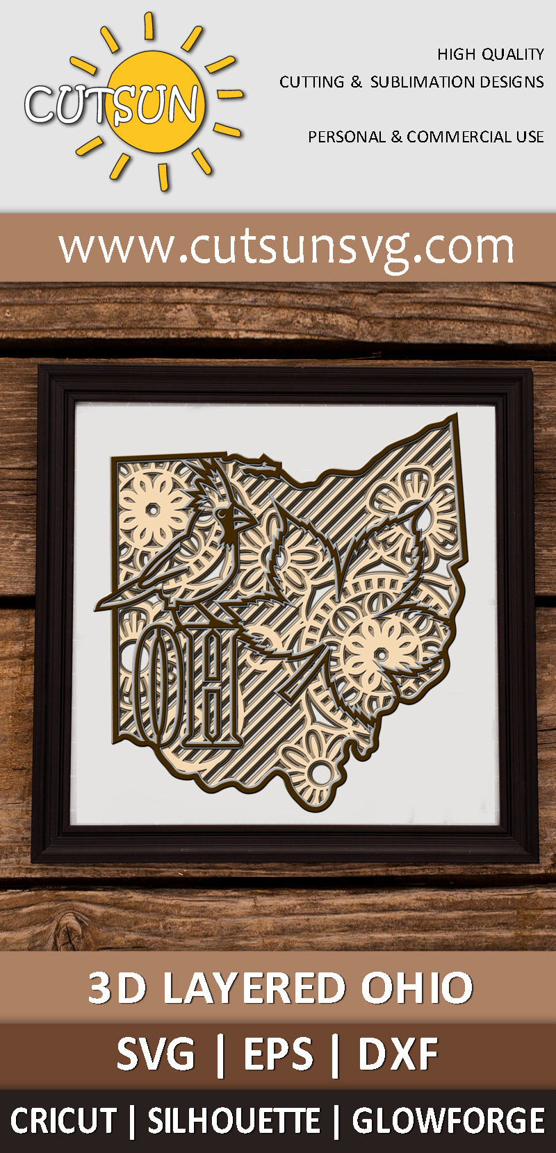 3D Layered Ohio SVG