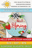 Hello spring door hanger strawberries svg