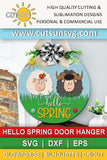 Sheep door hanger SVG | Hello spring door hanger SVG