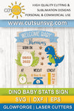 Dino Baby stats sign SVG | Baby birth stats sign SVG