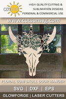Floral Cow Skull Door hanger SVG
