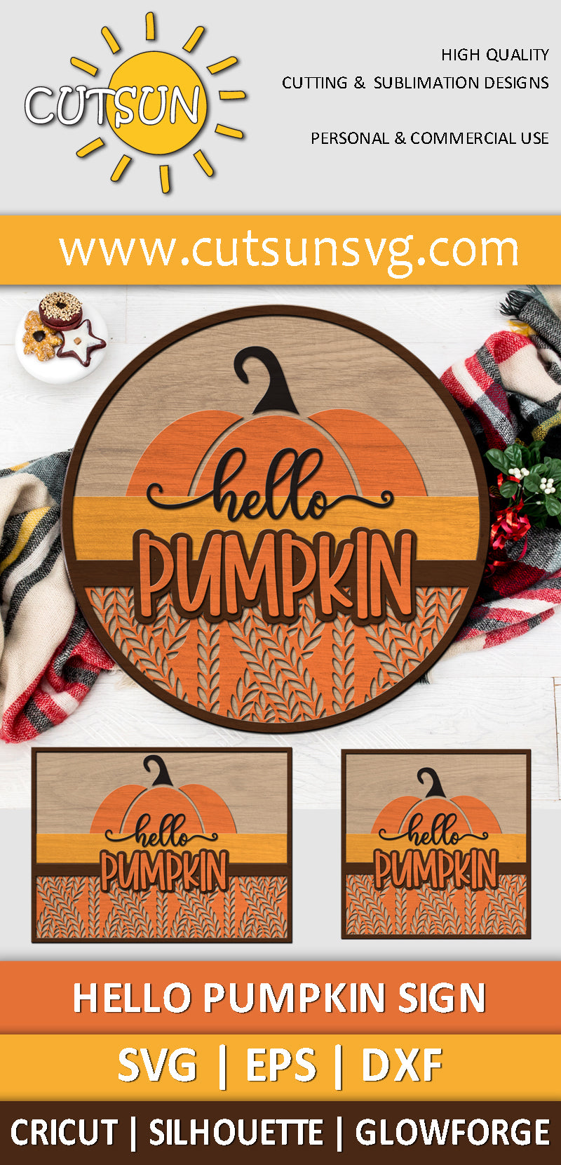 Door Sign Hello Pumpkin SVG