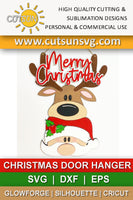 Santa Deer Merry Christmas door hanger SVG