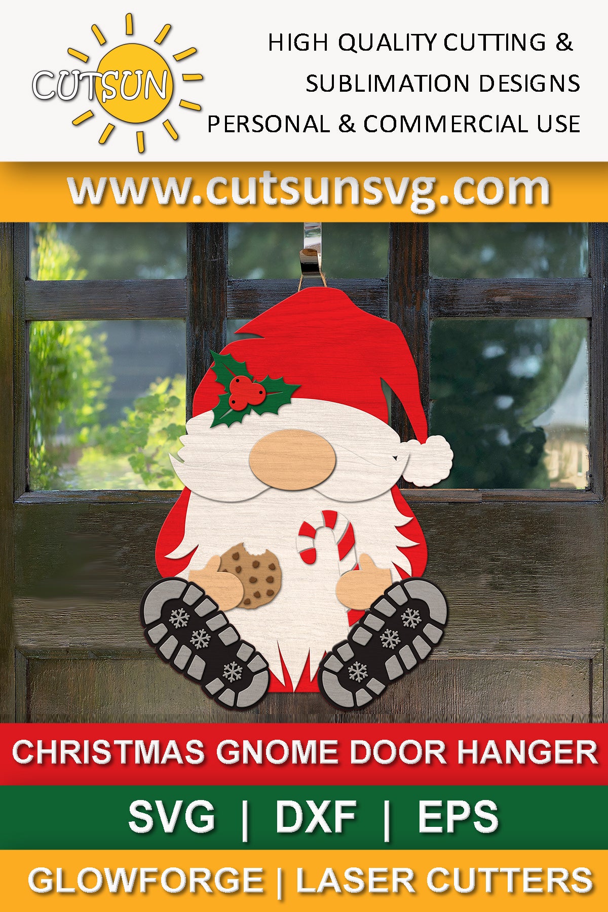 Christmas Gnome Door hanger SVG