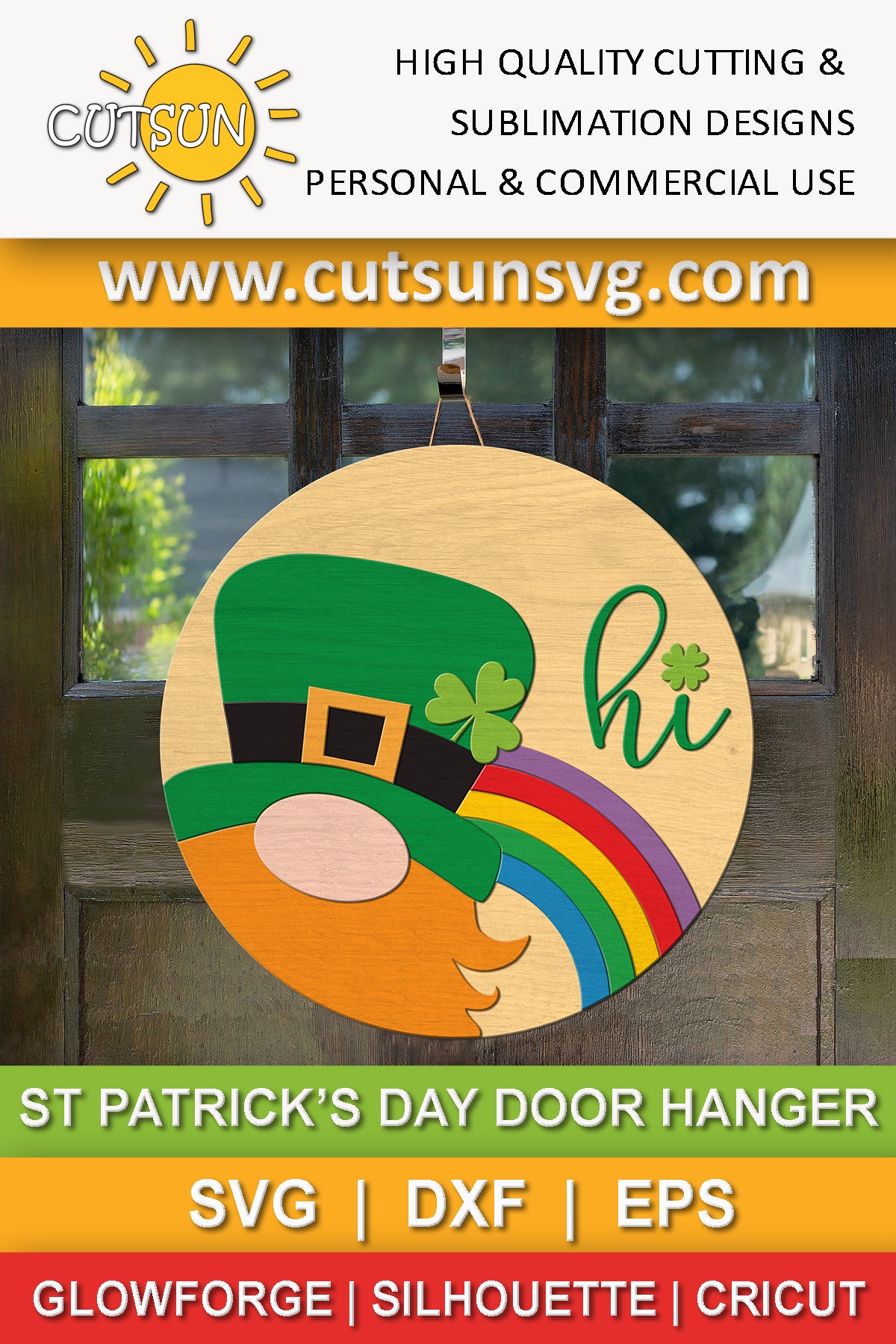 Leprechaun Hi Door hanger SVG 