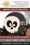 Cute skull SVG | Cute skull door hanger SVG | Halloween door hanger svg