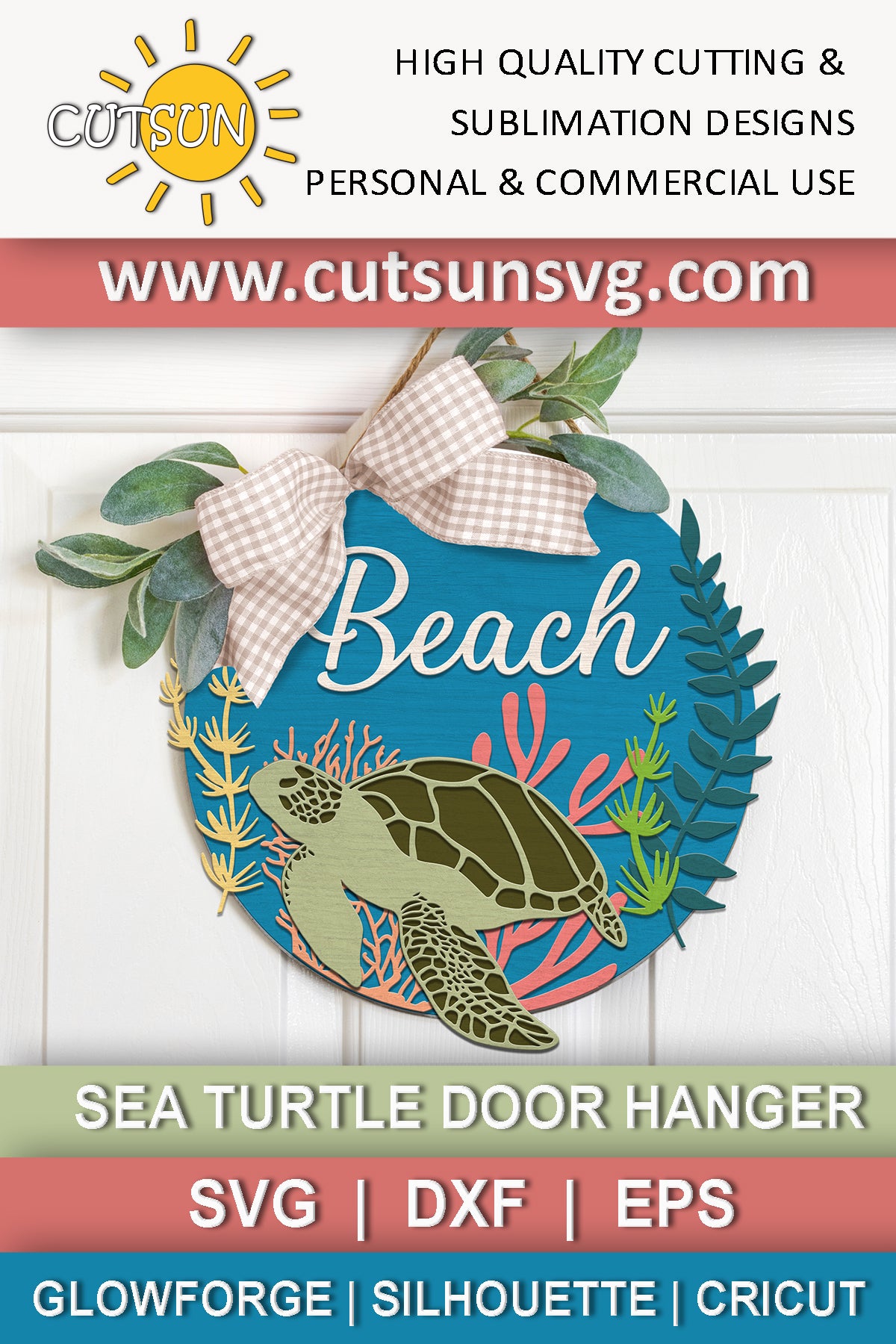 Sea turtle door hanger SVG