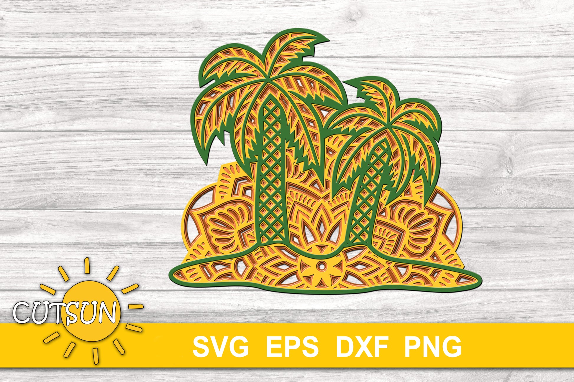 3D layered palm trees svg